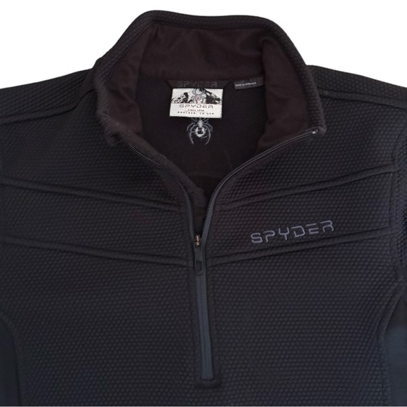 Spyder Encore Black Half Zip Fleece Pullover Athletic Sweater Jacket Small - Picture 3 of 6